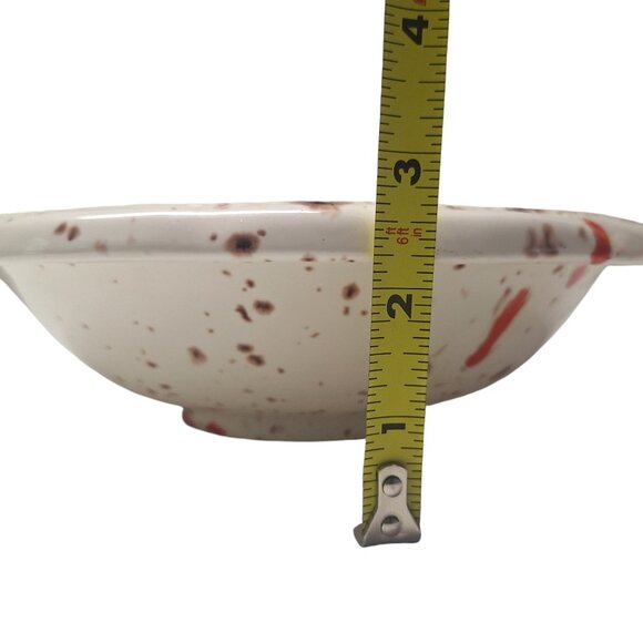 Vintage Ceramic Splatterware Pitcher Bowl Set Red White Spotted Design Drip - Picture 5 of 9